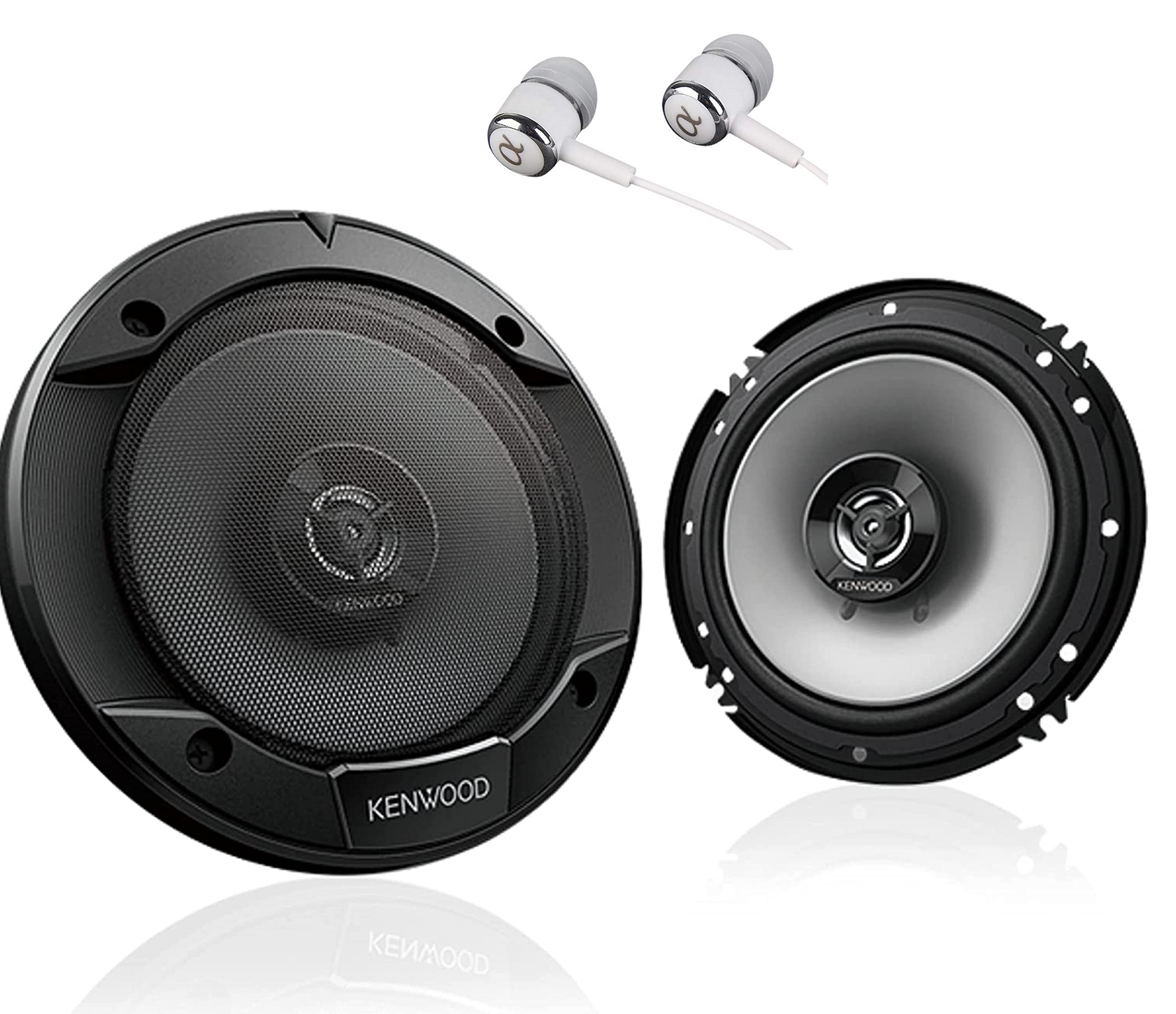 Kenwood 6-1/2" 300W Max (60W RMS per Pair) 6.5" KFC 2-Way Sport Series Flush Mount Car Audio Door Coaxial Speakers