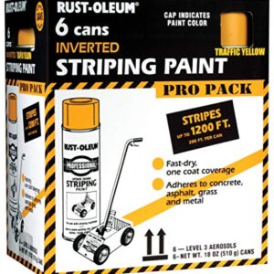 Rust-Oleum P2548849 Professional Striping Spray Paint Contractor Pack, 18 oz (Pack of 6), Yellow