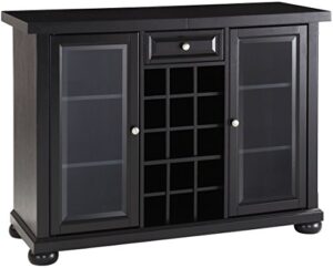 crosley furniture alexandria sliding top bar cabinet - black