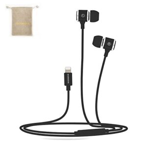 goodbong bass stereo sound wired lightning headphones compatible with iphone15 14 13 12 /ipad/ipod,mfi certified earbuds in-ear earphones with microphone and volume control(black)