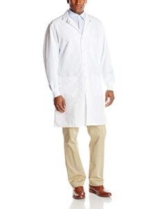 red kap unisex specialized cuffed lab coat with 3 front pockets, white, small