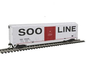 walthers trainline ho scale model 50' plug-door boxcar with metal wheels soo line