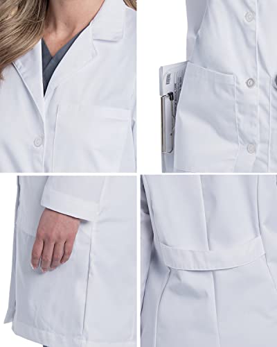 Landau womens Landau Relaxed Fit 5-pocket 4-button Full-length for Women 3153 Medical Lab Coat, White Twill, 16 US