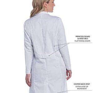 Landau womens Landau Relaxed Fit 5-pocket 4-button Full-length for Women 3153 Medical Lab Coat, White Twill, 12 US