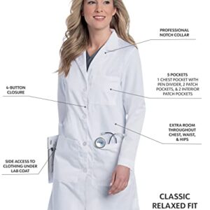 Landau womens Landau Relaxed Fit 5-pocket 4-button Full-length for Women 3153 Medical Lab Coat, White Twill, 12 US