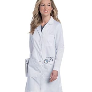 Landau womens Landau Relaxed Fit 5-pocket 4-button Full-length for Women 3153 Medical Lab Coat, White Twill, 10 US