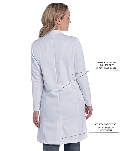 Landau womens Landau Relaxed Fit 5-pocket 4-button Full-length for Women 3153 Medical Lab Coat, White Twill, 10 US