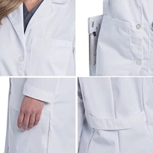 Landau womens Landau Relaxed Fit 5-pocket 4-button Full-length for Women 3153 Medical Lab Coat, White Twill, 10 US