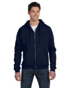 champion adult 50/50 full-zip hooded sweatshirt, navy, large