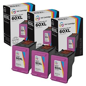 ld remanufactured ink cartridge replacement for hp 60xl cc644wn high yield (color, 3-pack)