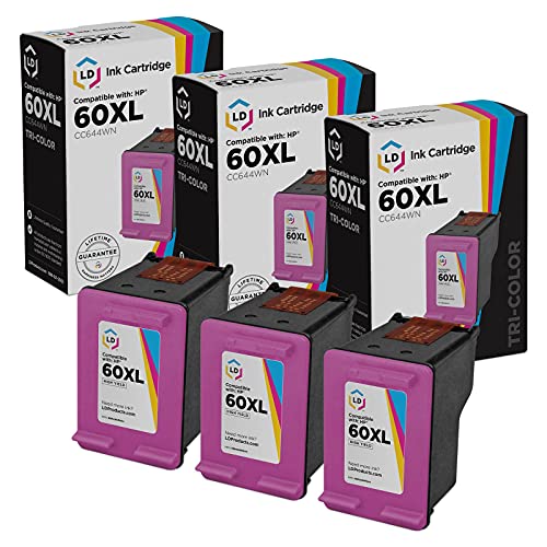 LD Remanufactured Ink Cartridge Replacement for HP 60XL CC644WN High Yield (Color, 3-Pack)