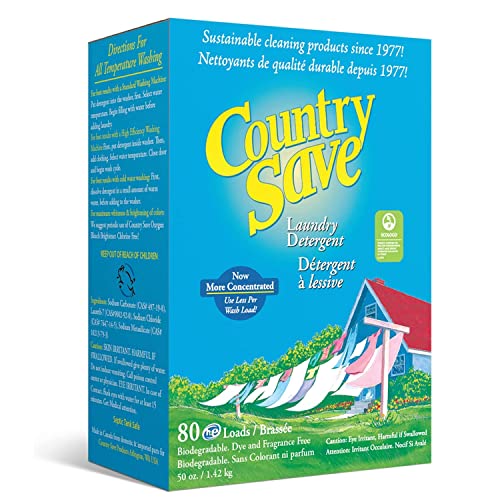 Country Save Laundry Detergent Powder Natural - HE Natural Powdered Laundry Detergent Clear & Free of Chemicals - Sensitive Washing Eco HE Laundry Detergent Safe for Babies (5 Pound (Pack of 1))