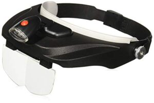 carson pro series magnivisor deluxe head-worn led lighted magnifier with 4 different lenses (1.5x, 2x, 2.5x, 3x) (cp-60)