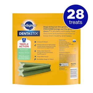 PEDIGREE DENTASTIX Fresh Breath Large Dog Dental Treats Fresh Flavor Dental Bones, 1.46 lb. Pack (28 Treats) (Packaging May Vary)