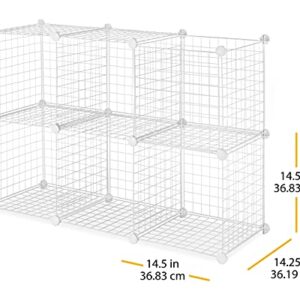 Whitmor Storage Cubes - Stackable Interlocking Wire Shelves - White (Set of 6)