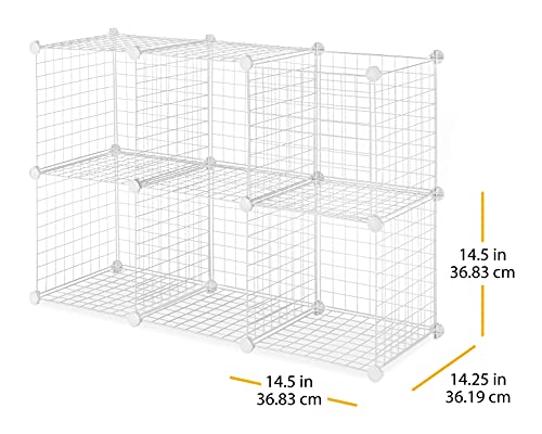 Whitmor Storage Cubes - Stackable Interlocking Wire Shelves - White (Set of 6)