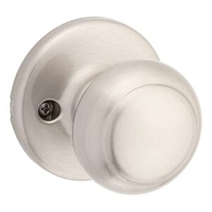 kwikset cove sided dummy door knob, non-turning handle for pantry, closet, and french doors, featuring microban product protection in satin nickel