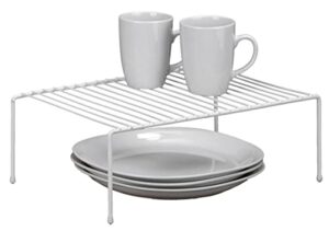 kitchen details free standing helper cabinet and countertop shelf organizer | good for dishes | mugs | glasses | bowls | large | white