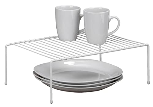 Kitchen Details Free Standing Helper Cabinet and Countertop Shelf Organizer | Good for Dishes | Mugs | Glasses | Bowls | Large | White