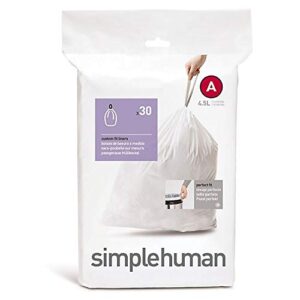 simplehuman code a custom fit liners, (30 liners), 4.5 l/1.2 gallon, white
