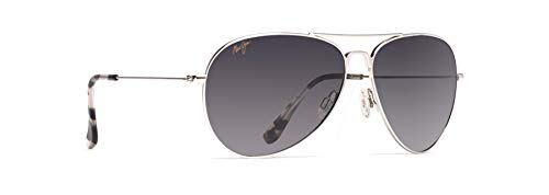 Maui Jim Men's and Women's Mavericks Polarized Aviator Sunglasses, Silver/Neutral Grey, Medium