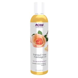 now solutions, tranquil rose massage oil, body moisturizer for dry sensitive skin, promotes healthy-looking skin, 8-ounce