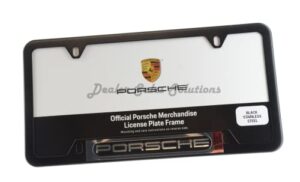 porsche genuine oem stainless steel nameplate license frame - matte black finish
