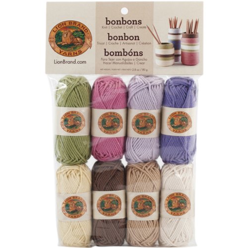 Lion Brand Yarn Bonbons Yarn, Nature 8 x 28 yd/26 m