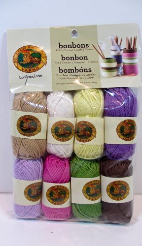 Lion Brand Yarn Bonbons Yarn, Nature 8 x 28 yd/26 m