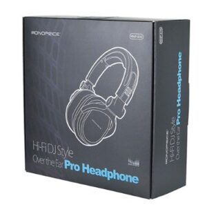 Monoprice Premium Hi-Fi DJ Style Over-The-Ear Pro Headphones with A Single-Button Inline Microphone/Controller - Black