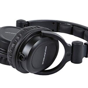 Monoprice Premium Hi-Fi DJ Style Over-The-Ear Pro Headphones with A Single-Button Inline Microphone/Controller - Black