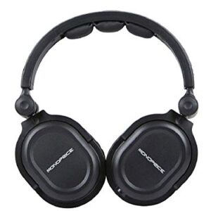 Monoprice Premium Hi-Fi DJ Style Over-The-Ear Pro Headphones with A Single-Button Inline Microphone/Controller - Black