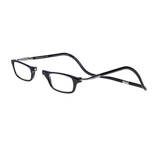 clic magnetic reading glasses, adjustable temple computer readers, original expandable, (m-xl, black, 2.00 magnification)