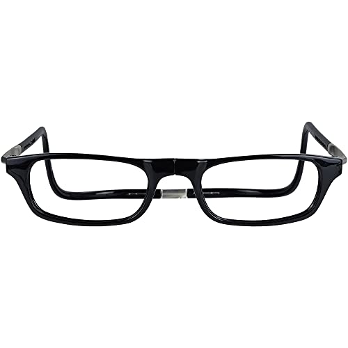 Clic Magnetic Reading Glasses, Adjustable Temple Computer Readers, Original Expandable, (M-XL, Black, 2.00 Magnification)