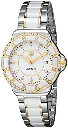 TAG Heuer Women's WAH1221.BB0865 Formula 1 Two-Tone Bracelet Watch with White Ceramic and Diamonds