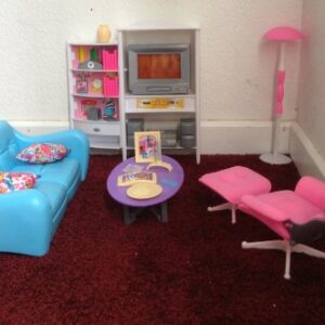 Gloria Dollhouse Furniture - Family Room TV Couch Ottoman Playset