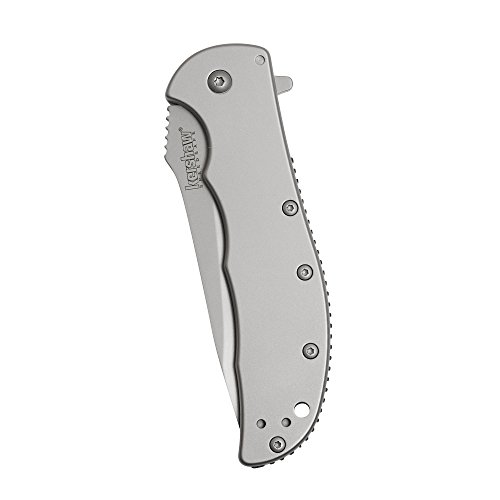 Kershaw Volt SS Folding Pocketknife, 3.5" 8Cr13MoV Stainless Steel Drop Point Plain Edge Blade, Assisted One Hand Opening, 3 Position Pocket Clip,Grey