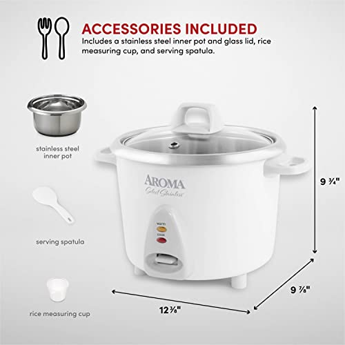 Aroma Housewares Select Stainless Rice Cooker & Warmer with Uncoated Inner Pot, 14-Cup(cooked) / 3Qt, ARC-757SG