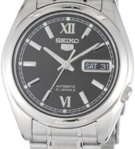 Seiko SNKL55 Mens Stainless Steel Case and Bracelet Automatic Black Tone Dial Watch