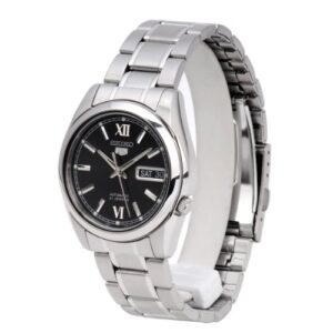 Seiko SNKL55 Mens Stainless Steel Case and Bracelet Automatic Black Tone Dial Watch