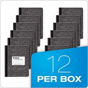 Oxford Composition Notebooks, Wide Ruled Paper, 9-3/4" x 7-1/2", Black Marble Covers, 100 Sheets, 12 per Pack (63795)