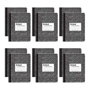 oxford composition notebooks, wide ruled paper, 9-3/4" x 7-1/2", black marble covers, 100 sheets, 12 per pack (63795)
