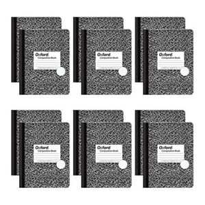 tops oxford composition notebooks, graph ruled paper, 9-3/4" x 7-1/2", black marble covers, 80 sheets, 12 per pack (63786)