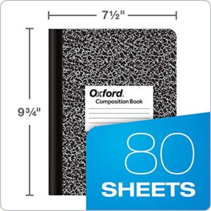 TOPS Oxford Composition Notebooks, Graph Ruled Paper, 9-3/4" x 7-1/2", Black Marble Covers, 80 Sheets, 12 per Pack (63786)