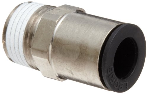 Legris 3175 62 22 Nickel-Plated Brass Push-to-Connect Fitting, Inline Connector, 1/2" Tube OD x 1/2" NPT Male