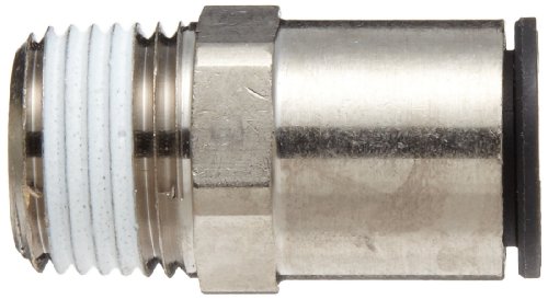Legris 3175 62 22 Nickel-Plated Brass Push-to-Connect Fitting, Inline Connector, 1/2" Tube OD x 1/2" NPT Male