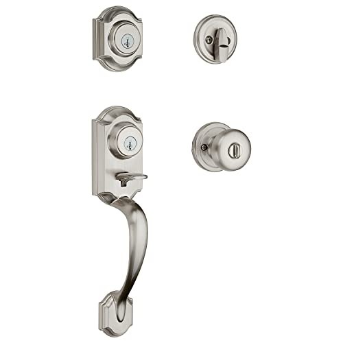 Kwikset 95530-018 Montara Single Cylinder Handleset w/Juno Knob featuring SmartKey in Satin Nickel