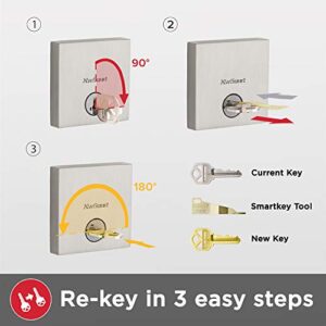 Kwikset 95530-018 Montara Single Cylinder Handleset w/Juno Knob featuring SmartKey in Satin Nickel