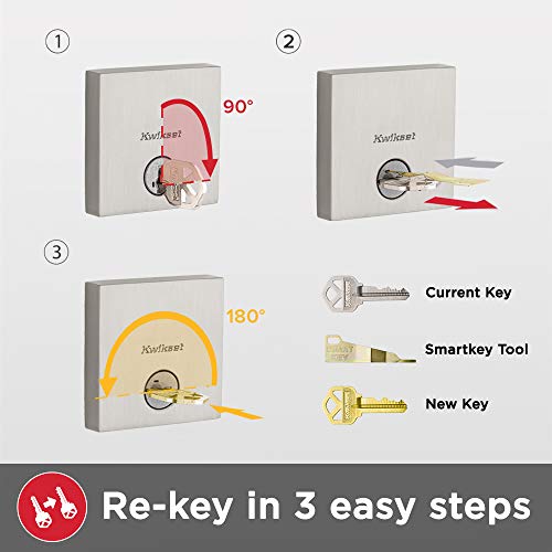 Kwikset 95530-018 Montara Single Cylinder Handleset w/Juno Knob featuring SmartKey in Satin Nickel