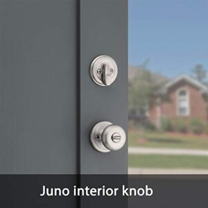 Kwikset 95530-018 Montara Single Cylinder Handleset w/Juno Knob featuring SmartKey in Satin Nickel